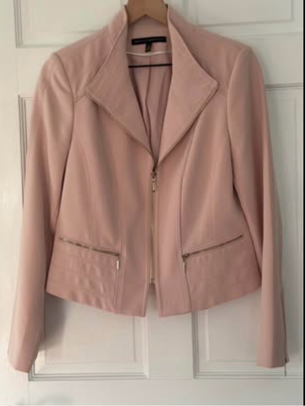 White House Black Market Blush Pink Zip-Front Blazer